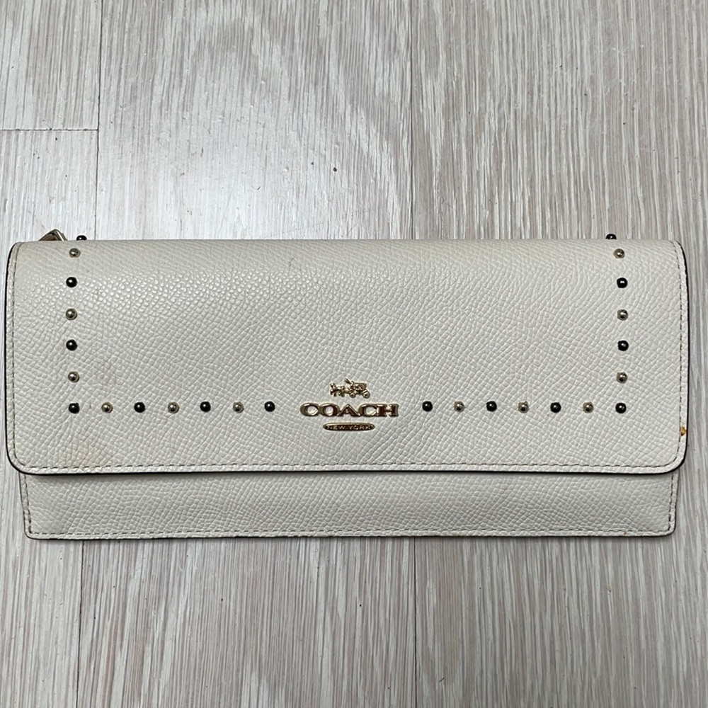 Coach Saffiano Slim Wallet with Studs